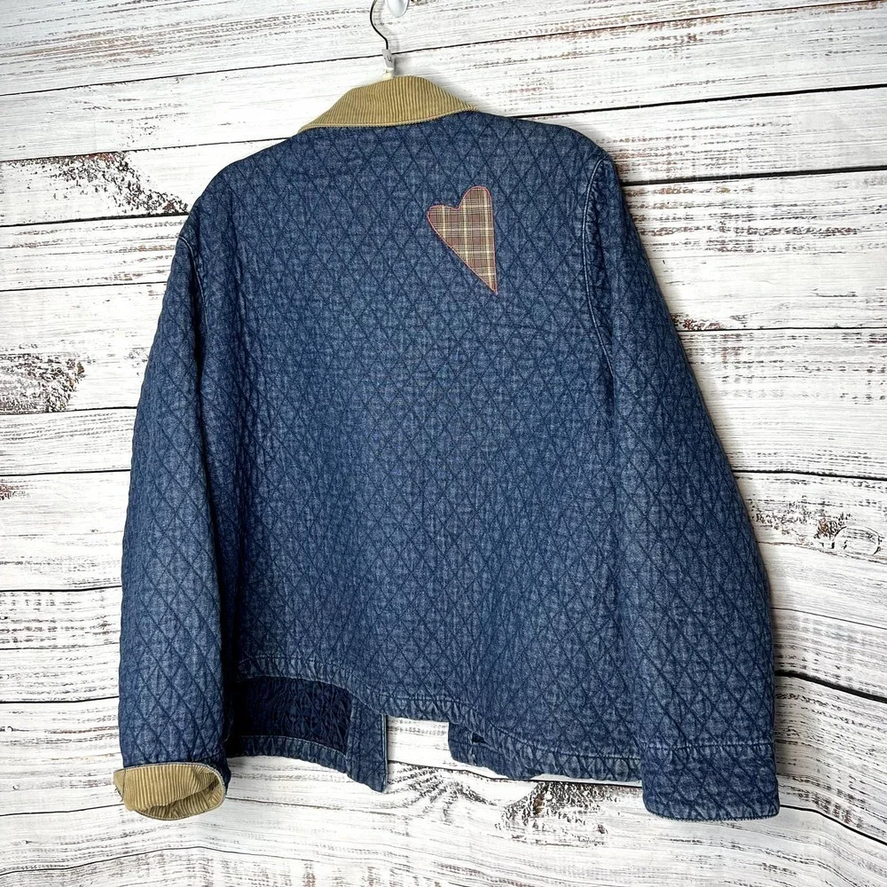 Vintage Baccini Christmas Quilted Denim Color Patch Coat 22 - Picture 3 of 3